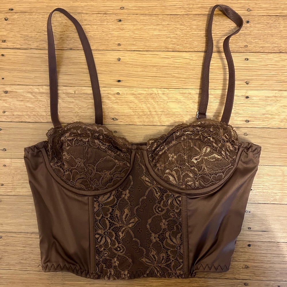 Urban outfitters brown cropped corset